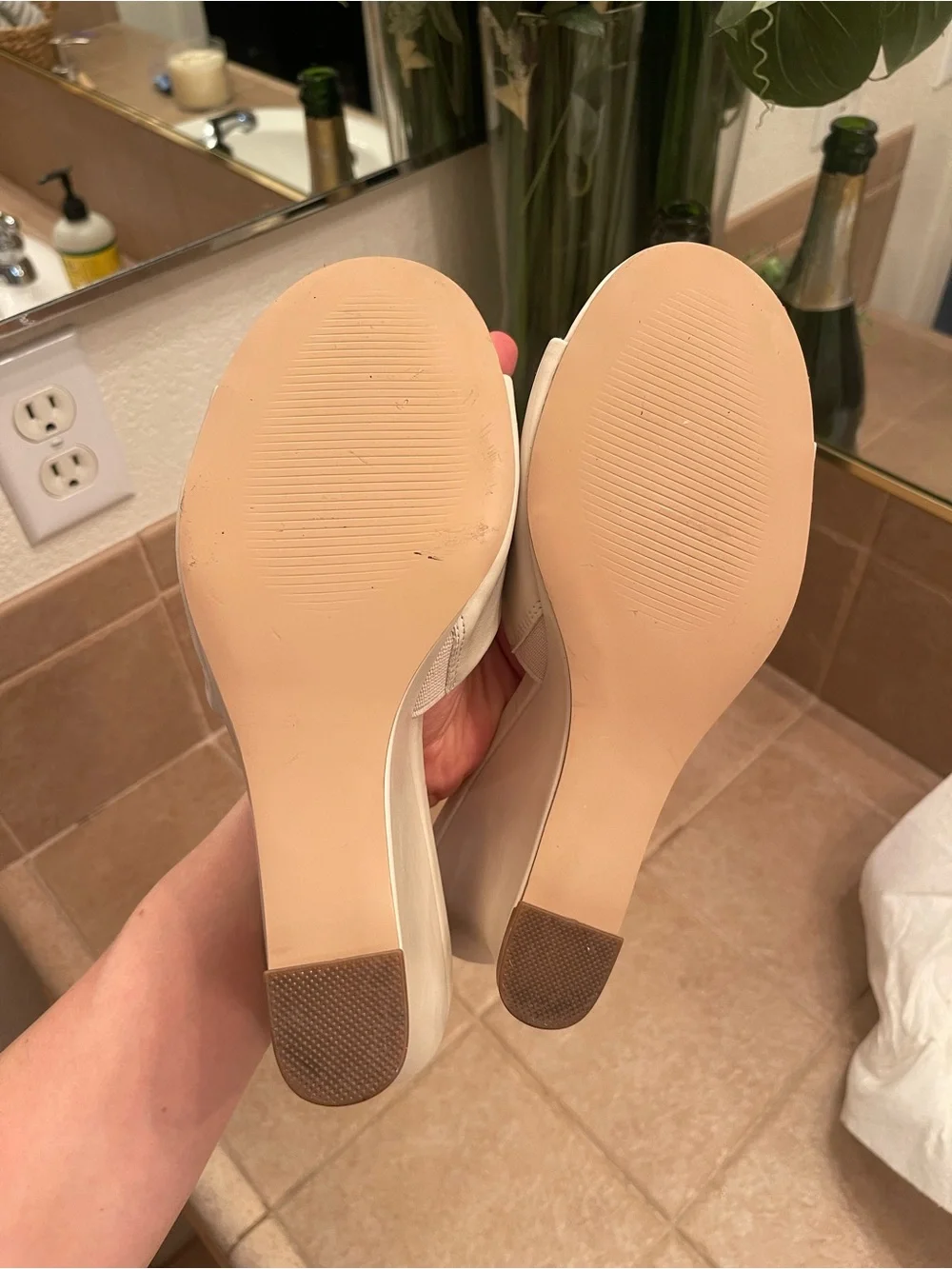 Steve Madden Ivory/Cream Open-Toe Wedge Slides